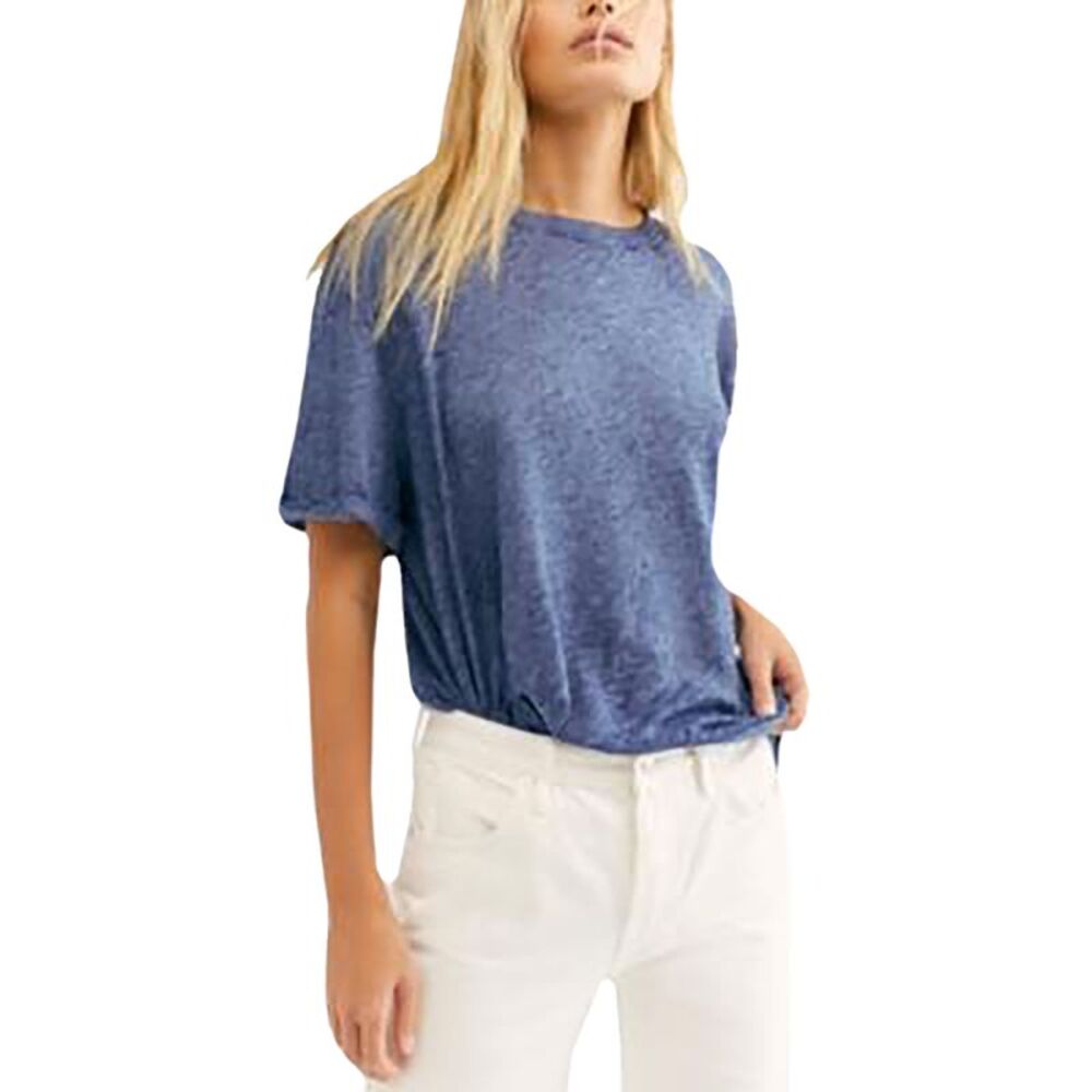 Free People Womens Short Sleeve Scoop Neck T-Shirt Top